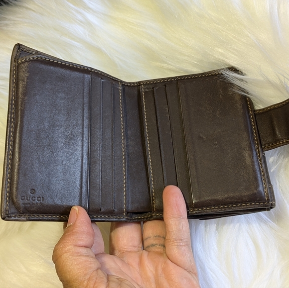 Gucci leather and GG monogrammed canvas compact wallet - Picture 3 of 9